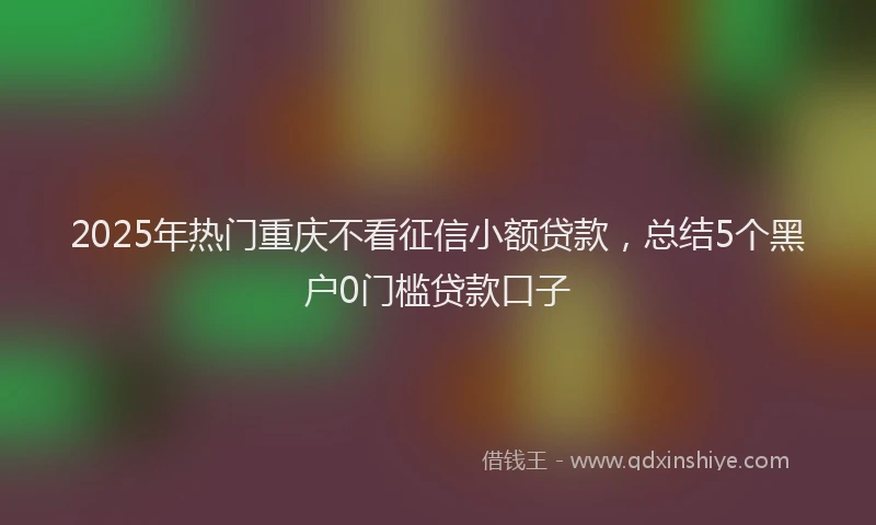 2025年热门重庆不看征信小额贷款，总结5个黑户0门槛贷款口子