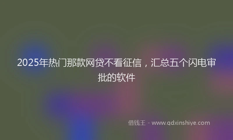 2025年热门那款网贷不看征信，汇总五个闪电审批的软件