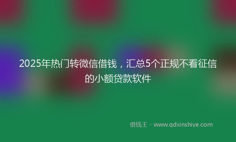 2025年热门转微信借钱，汇总5个正规不看征信的小额贷款软件