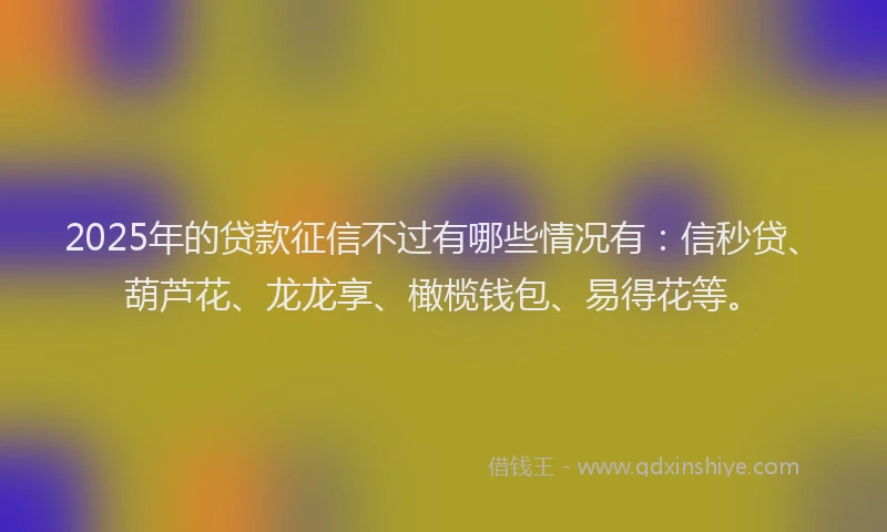 2025年的贷款征信不过有哪些情况有：信秒贷、葫芦花、龙龙享、橄榄钱包、易得花等。