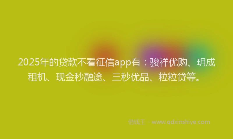 2025年的贷款不看征信app有：骏祥优购、玥成租机、现金秒融途、三秒优品、粒粒贷等。