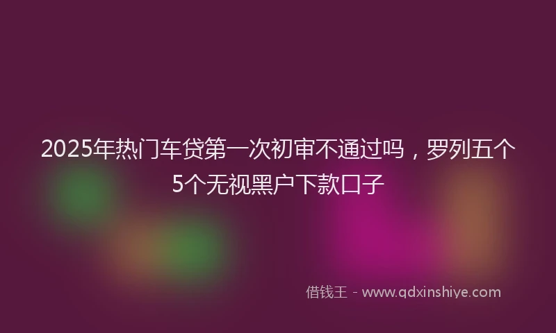 2025年热门车贷第一次初审不通过吗，罗列五个5个无视黑户下款口子