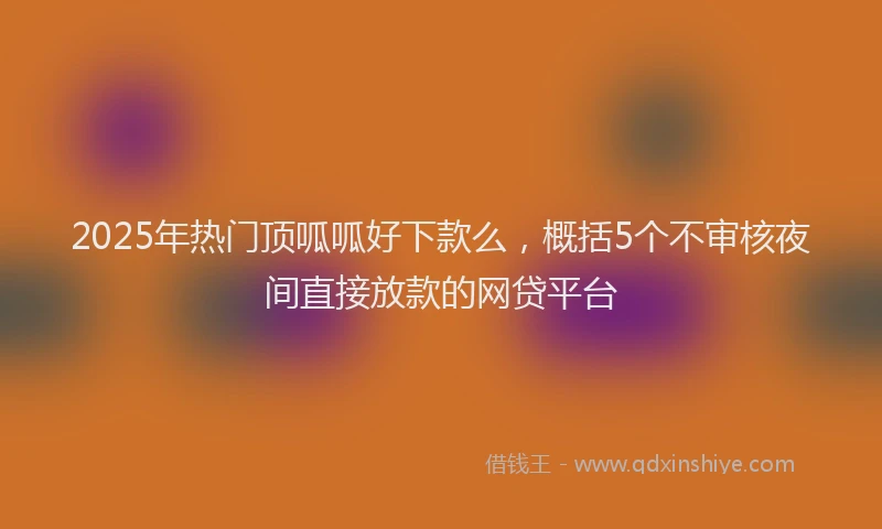 2025年热门顶呱呱好下款么，概括5个不审核夜间直接放款的网贷平台