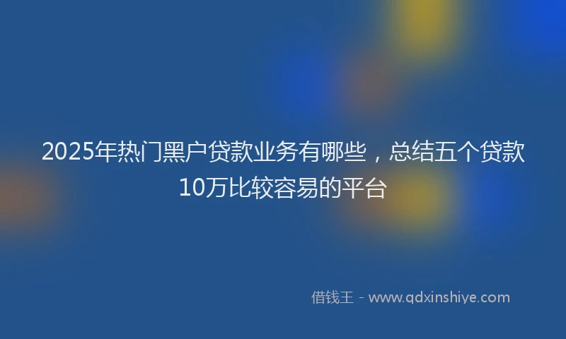 2025年热门黑户贷款业务有哪些，总结五个贷款10万比较容易的平台