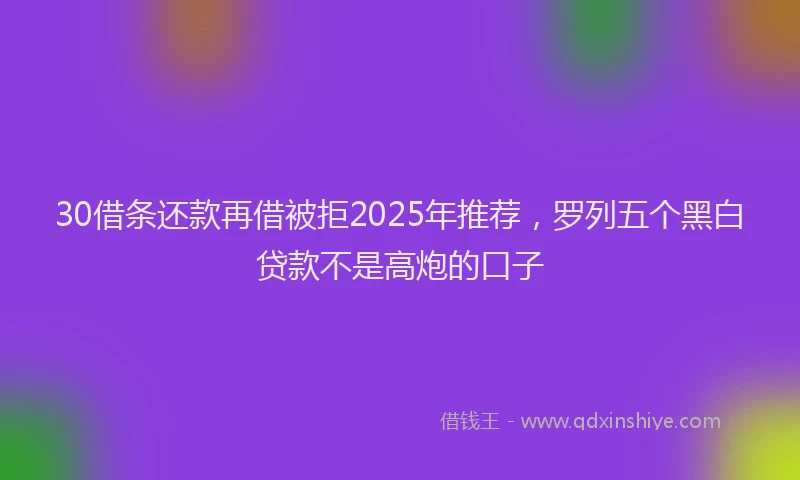 30借条还款再借被拒2025年推荐，罗列五个黑白贷款不是高炮的口子