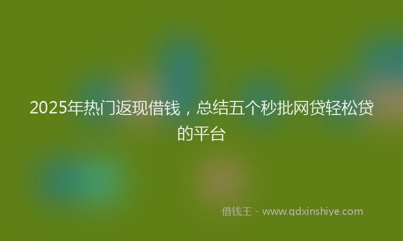2025年热门返现借钱，总结五个秒批网贷轻松贷的平台