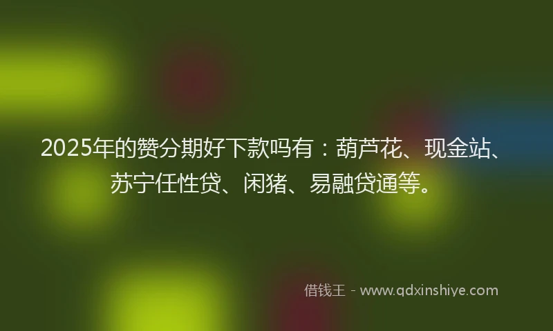 2025年的赞分期好下款吗有：葫芦花、现金站、苏宁任性贷、闲猪、易融贷通等。