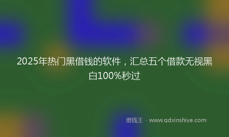 2025年热门黑借钱的软件，汇总五个借款无视黑白100%秒过