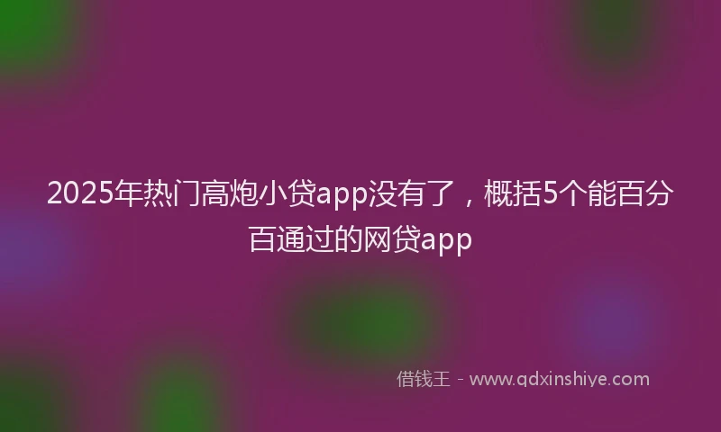2025年热门高炮小贷app没有了，概括5个能百分百通过的网贷app