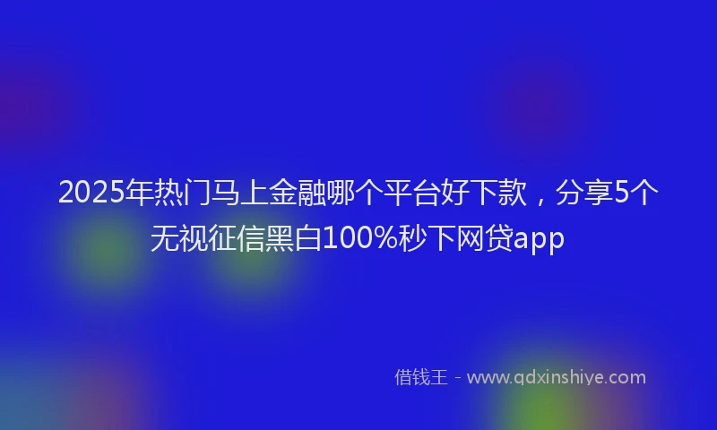 2025年热门马上金融哪个平台好下款，分享5个无视征信黑白100%秒下网贷app