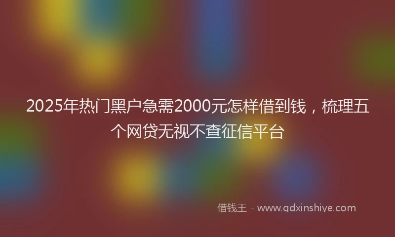 2025年热门黑户急需2000元怎样借到钱，梳理五个网贷无视不查征信平台