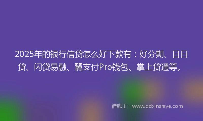 2025年的银行信贷怎么好下款有：好分期、日日贷、闪贷易融、翼支付Pro钱包、掌上贷通等。