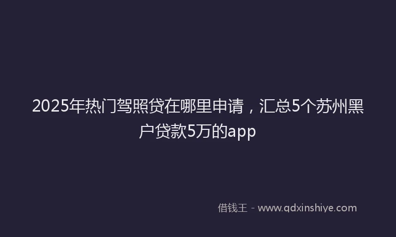 2025年热门驾照贷在哪里申请，汇总5个苏州黑户贷款5万的app