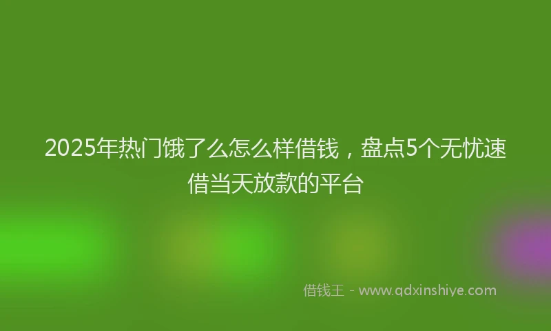 2025年热门饿了么怎么样借钱，盘点5个无忧速借当天放款的平台
