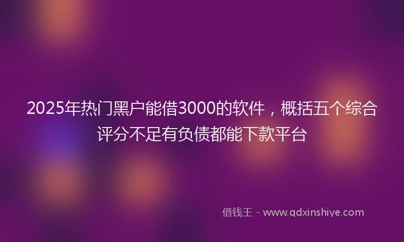 2025年热门黑户能借3000的软件，概括五个综合评分不足有负债都能下款平台