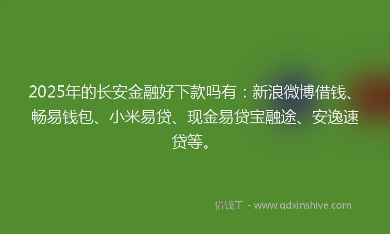 2025年的长安金融好下款吗有：新浪微博借钱、畅易钱包、小米易贷、现金易贷宝融途、安逸速贷等。