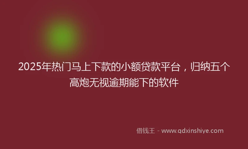2025年热门马上下款的小额贷款平台，归纳五个高炮无视逾期能下的软件