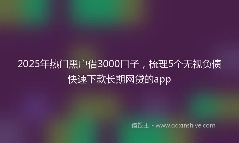 2025年热门黑户借3000口子，梳理5个无视负债快速下款长期网贷的app