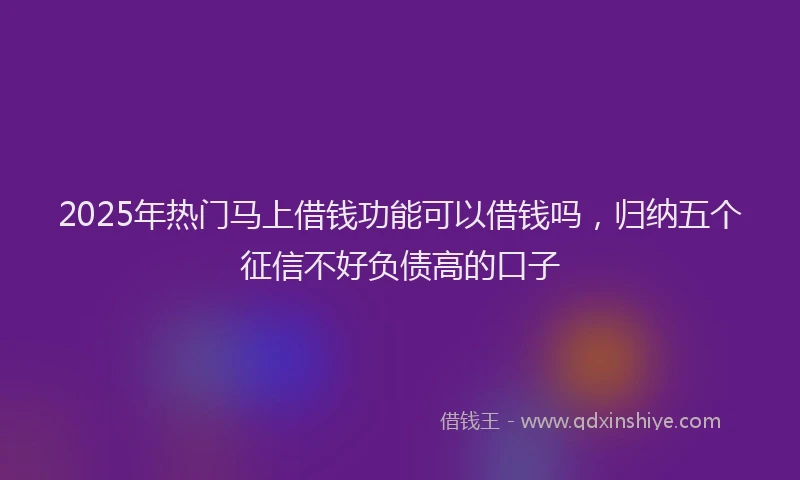 2025年热门马上借钱功能可以借钱吗，归纳五个征信不好负债高的口子