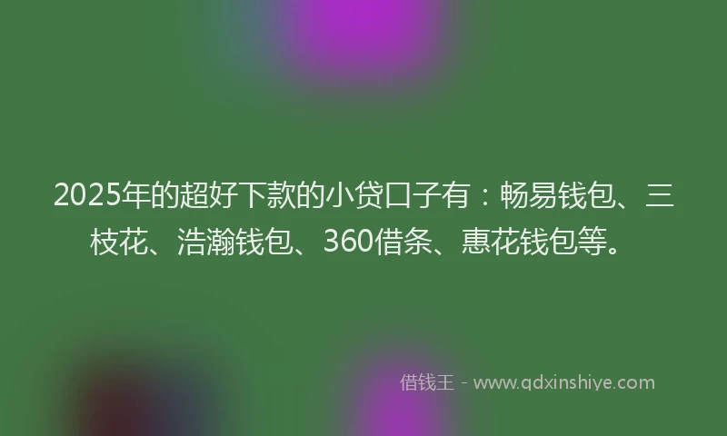 2025年的超好下款的小贷口子有：畅易钱包、三枝花、浩瀚钱包、360借条、惠花钱包等。