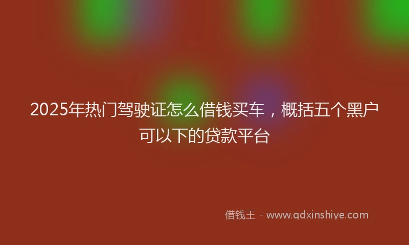 2025年热门驾驶证怎么借钱买车，概括五个黑户可以下的贷款平台