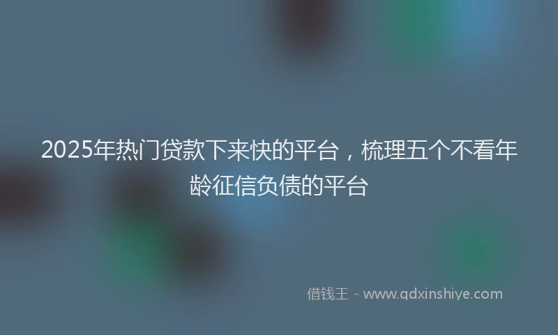 2025年热门贷款下来快的平台，梳理五个不看年龄征信负债的平台