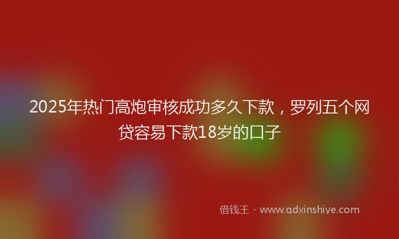 2025年热门高炮审核成功多久下款，罗列五个网贷容易下款18岁的口子