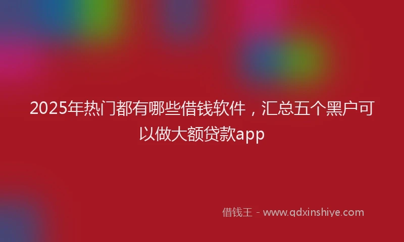 2025年热门都有哪些借钱软件，汇总五个黑户可以做大额贷款app