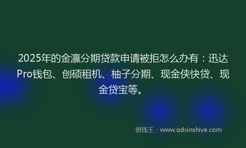 2025年的金瀛分期贷款申请被拒怎么办有：迅达Pro钱包、创硕租机、柚子分期、现金侠快贷、现金贷宝等。