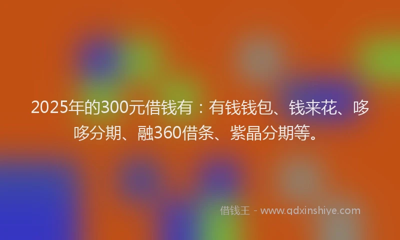 2025年的300元借钱有：有钱钱包、钱来花、哆哆分期、融360借条、紫晶分期等。