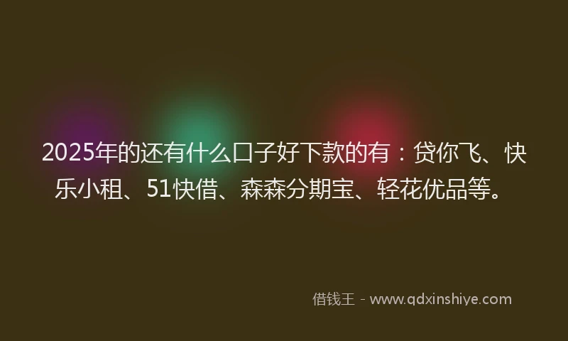 2025年的还有什么口子好下款的有：贷你飞、快乐小租、51快借、森森分期宝、轻花优品等。