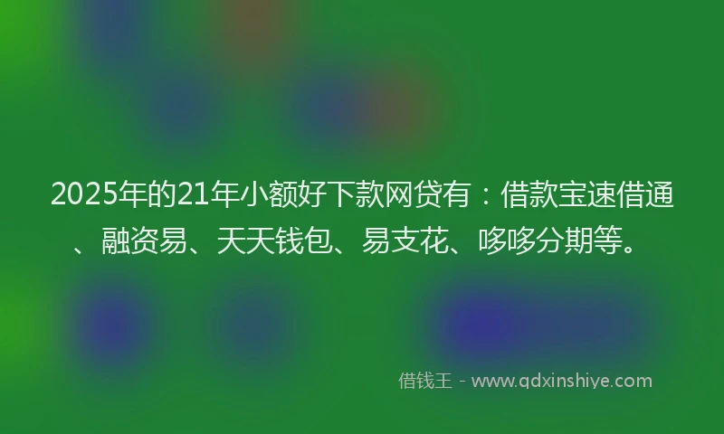 2025年的21年小额好下款网贷有：借款宝速借通、融资易、天天钱包、易支花、哆哆分期等。