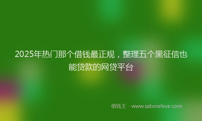 2025年热门那个借钱最正规，整理五个黑征信也能贷款的网贷平台