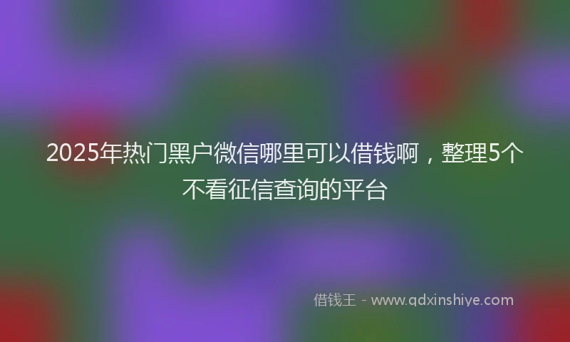 2025年热门黑户微信哪里可以借钱啊，整理5个不看征信查询的平台
