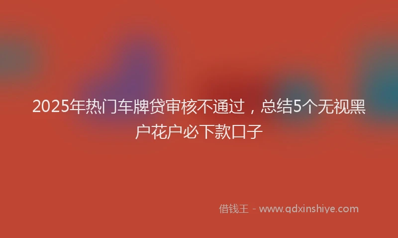2025年热门车牌贷审核不通过，总结5个无视黑户花户必下款口子