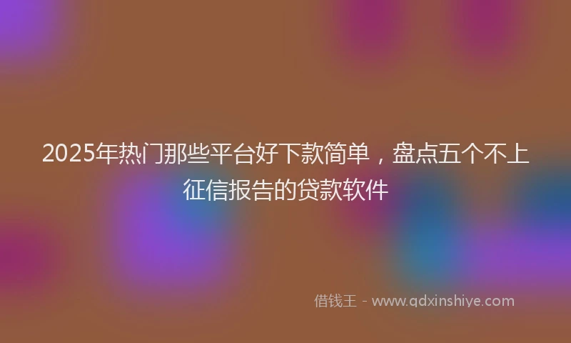 2025年热门那些平台好下款简单，盘点五个不上征信报告的贷款软件
