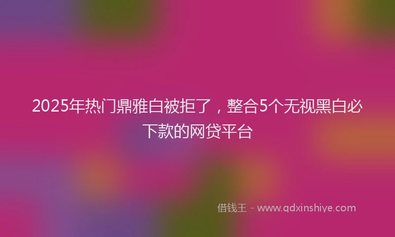 2025年热门鼎雅白被拒了，整合5个无视黑白必下款的网贷平台