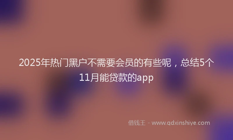 2025年热门黑户不需要会员的有些呢，总结5个11月能贷款的app