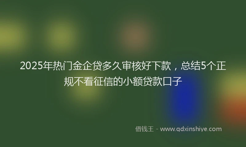2025年热门金企贷多久审核好下款，总结5个正规不看征信的小额贷款口子