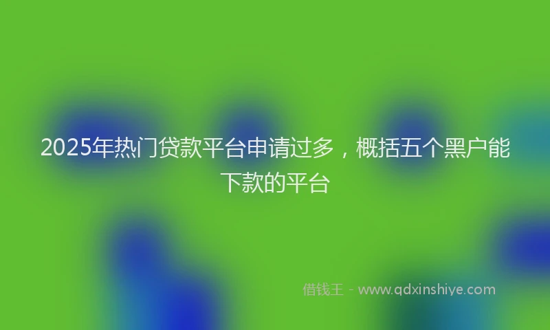 2025年热门贷款平台申请过多，概括五个黑户能下款的平台