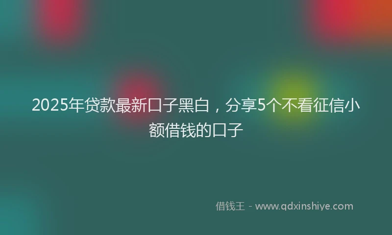 2025年贷款最新口子黑白，分享5个不看征信小额借钱的口子