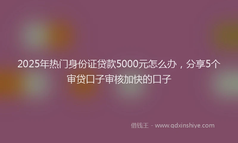 2025年热门身份证贷款5000元怎么办，分享5个审贷口子审核加快的口子