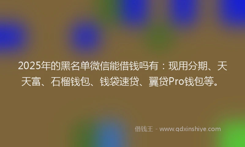 2025年的黑名单微信能借钱吗有：现用分期、天天富、石榴钱包、钱袋速贷、翼贷Pro钱包等。
