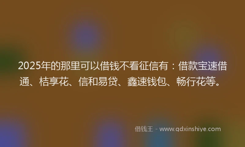 2025年的那里可以借钱不看征信有：借款宝速借通、桔享花、信和易贷、鑫速钱包、畅行花等。
