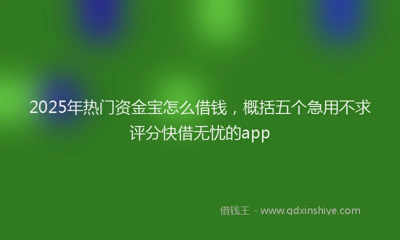 2025年热门资金宝怎么借钱，概括五个急用不求评分快借无忧的app