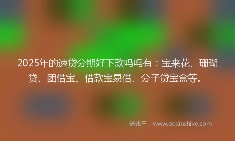 2025年的速贷分期好下款吗吗有：宝来花、珊瑚贷、团借宝、借款宝易借、分子贷宝盒等。