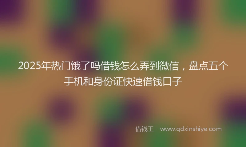2025年热门饿了吗借钱怎么弄到微信，盘点五个手机和身份证快速借钱口子