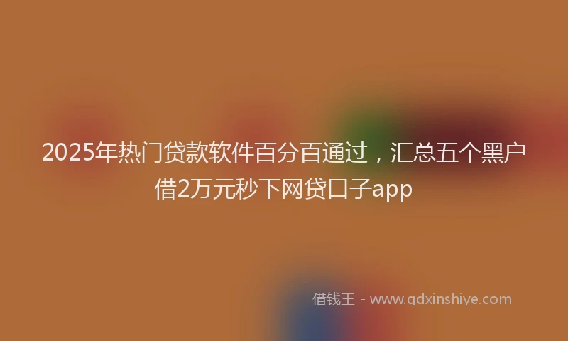 2025年热门贷款软件百分百通过，汇总五个黑户借2万元秒下网贷口子app