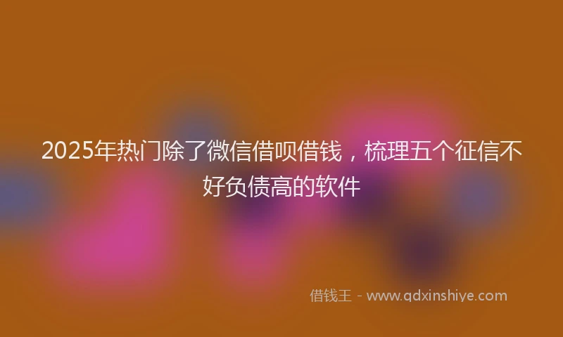 2025年热门除了微信借呗借钱，梳理五个征信不好负债高的软件