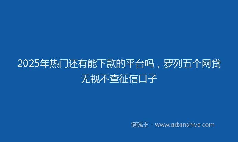 2025年热门还有能下款的平台吗，罗列五个网贷无视不查征信口子